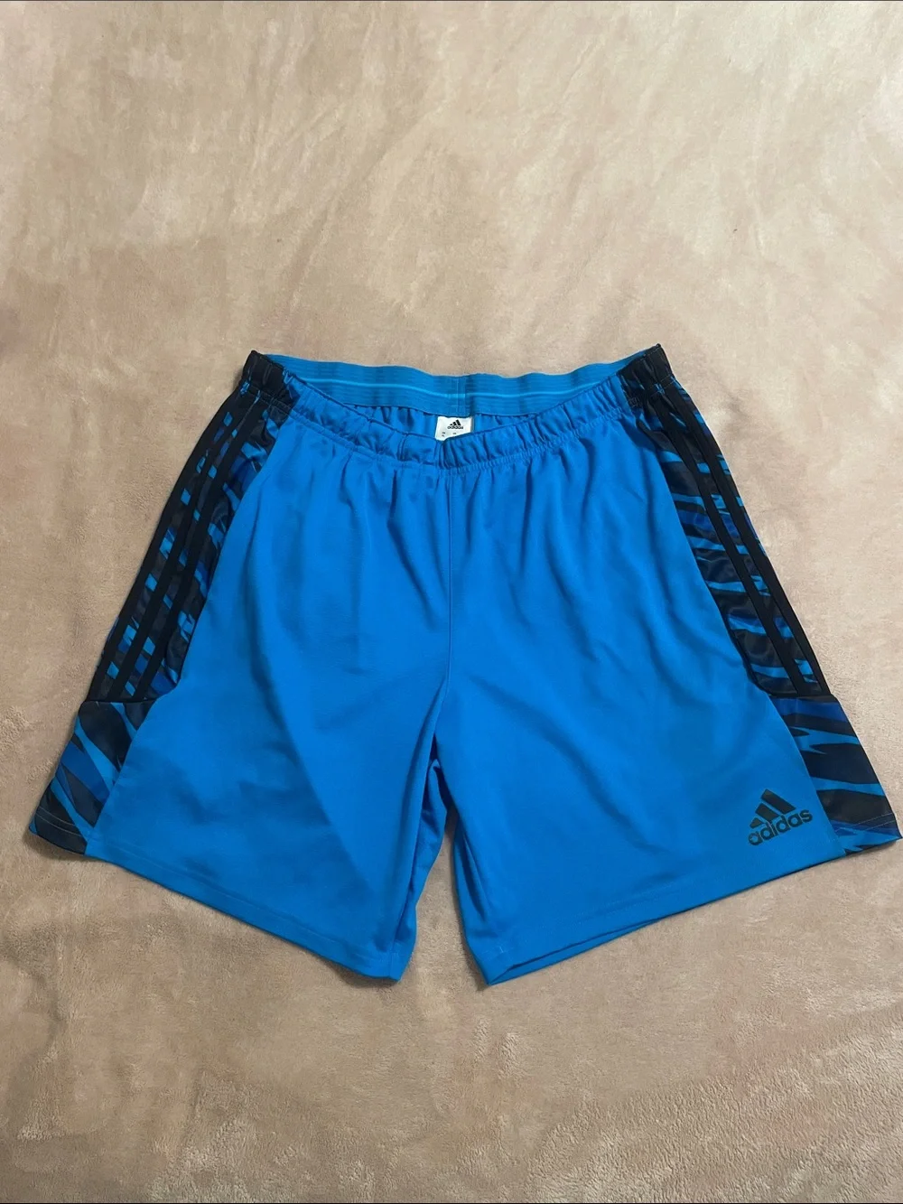 adidas Men's Bright Blue Athletic Shorts with Black Side Panels
